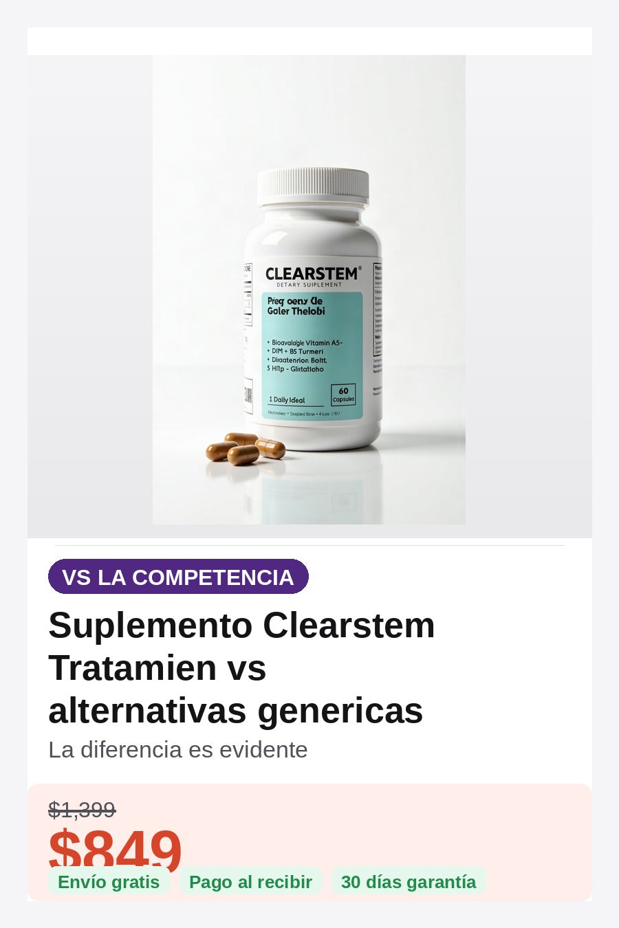 Suplemento Clearstem Tratamiento Acne — comparativa