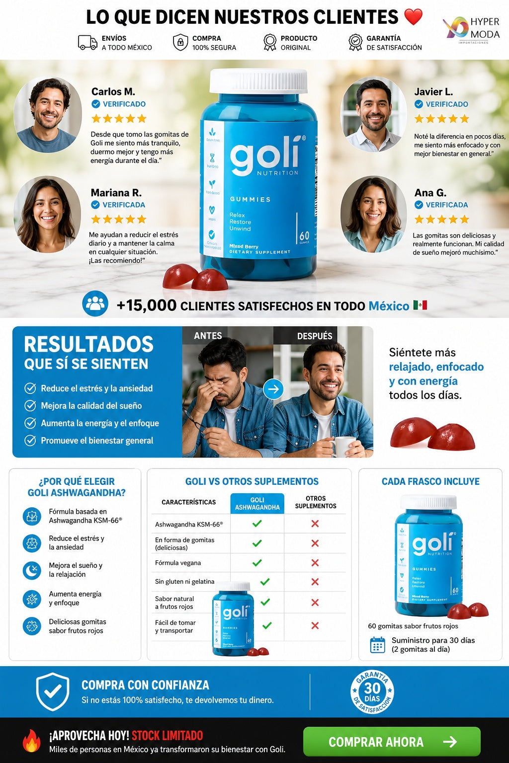 Suplemento Goli Ashwaganda 60 Gomas - imagen 6