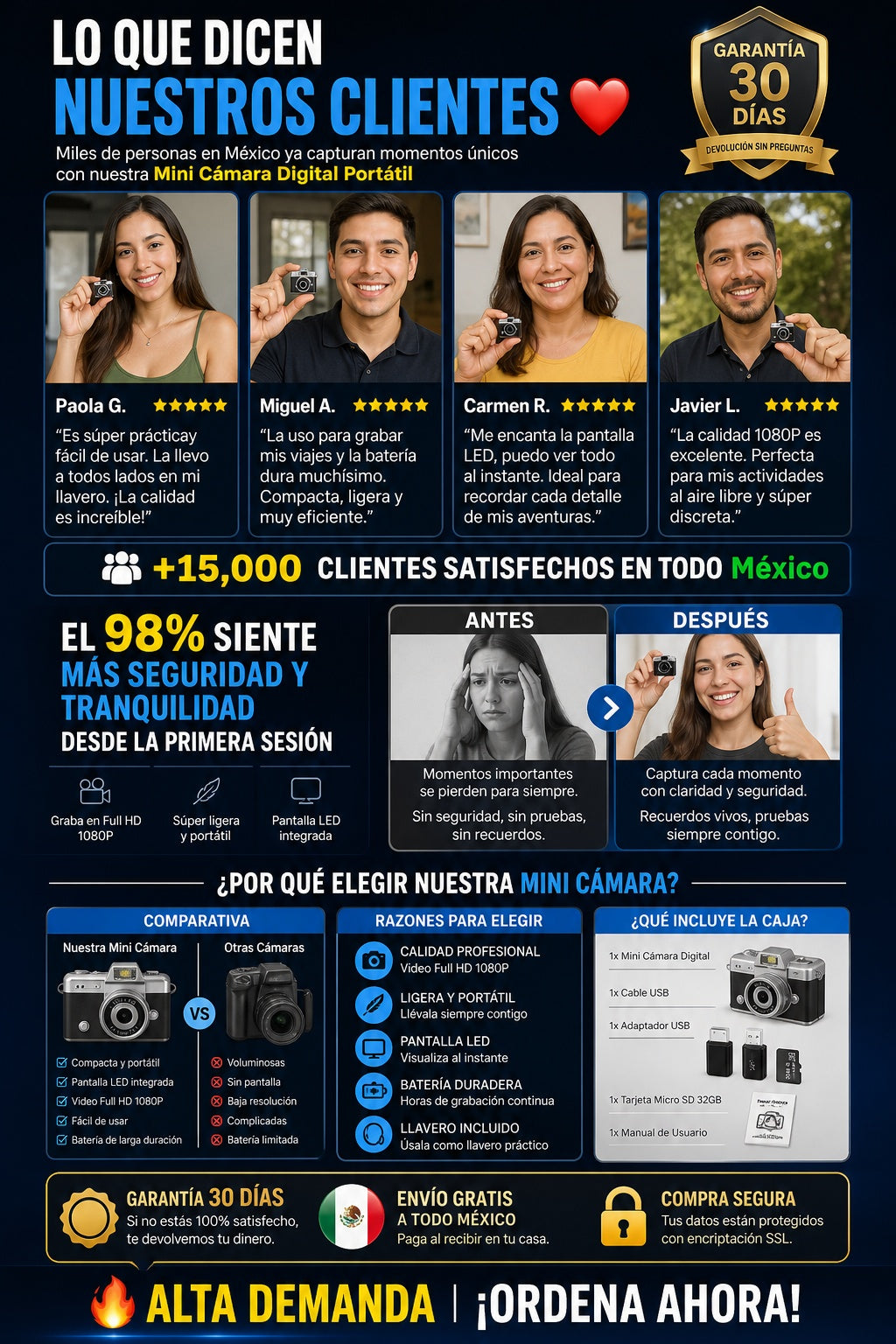 Mini cámara digital portátil para llavero con video 1080P y pantalla LED - imagen 6 - comparativa