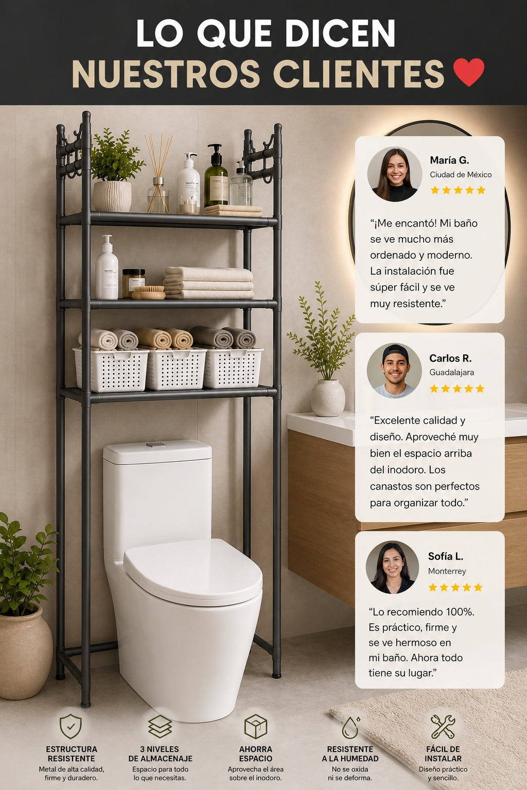 Estante Organizador Para Baño - imagen 6