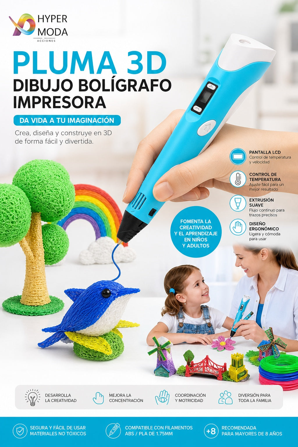 Pluma 3d Dibujo Boligrafo Impresora - imagen 7