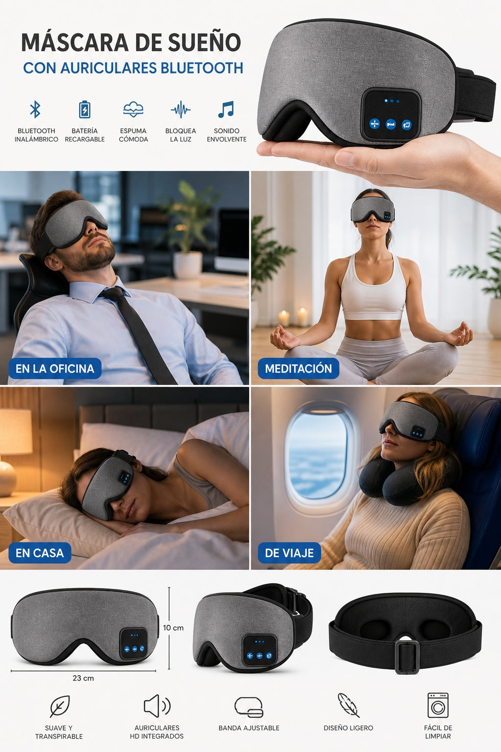 Mascara Para Dormir Con Auriculares Blue - imagen 7