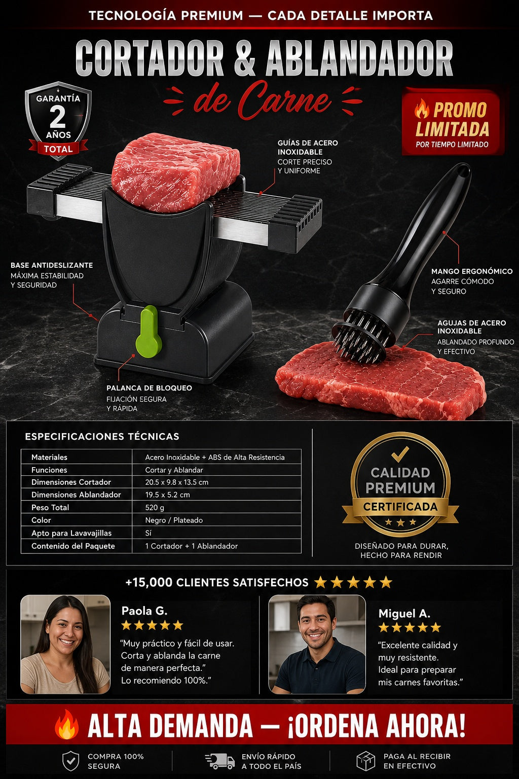 Cortador De Carne Y Ablandador De Carne super combo - imagen 7