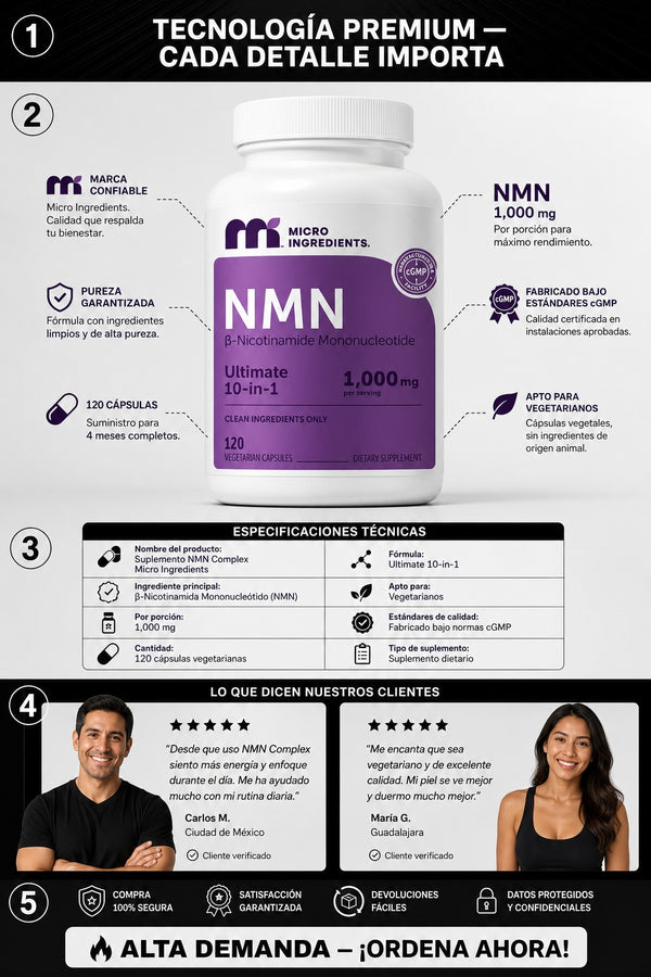 Suplemento Nmn Complex Micro Ingredients - imagen 7