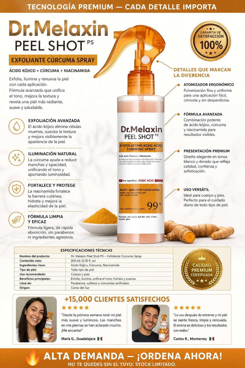 Spray Dr. Melaxin Exfoliante Curcuma - imagen 7