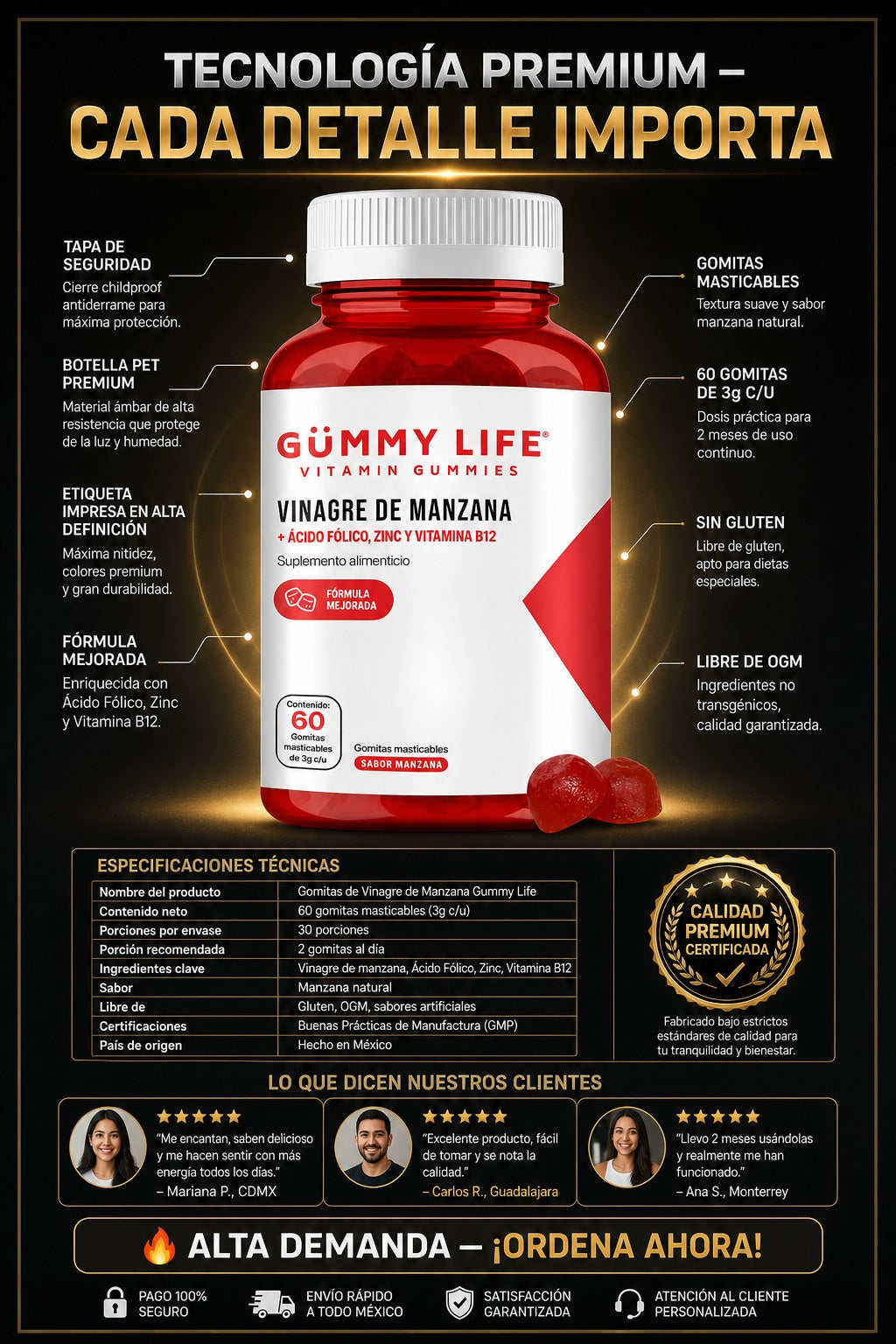 Gomitas De Vinagre De Manzana Gummy Life - imagen 7