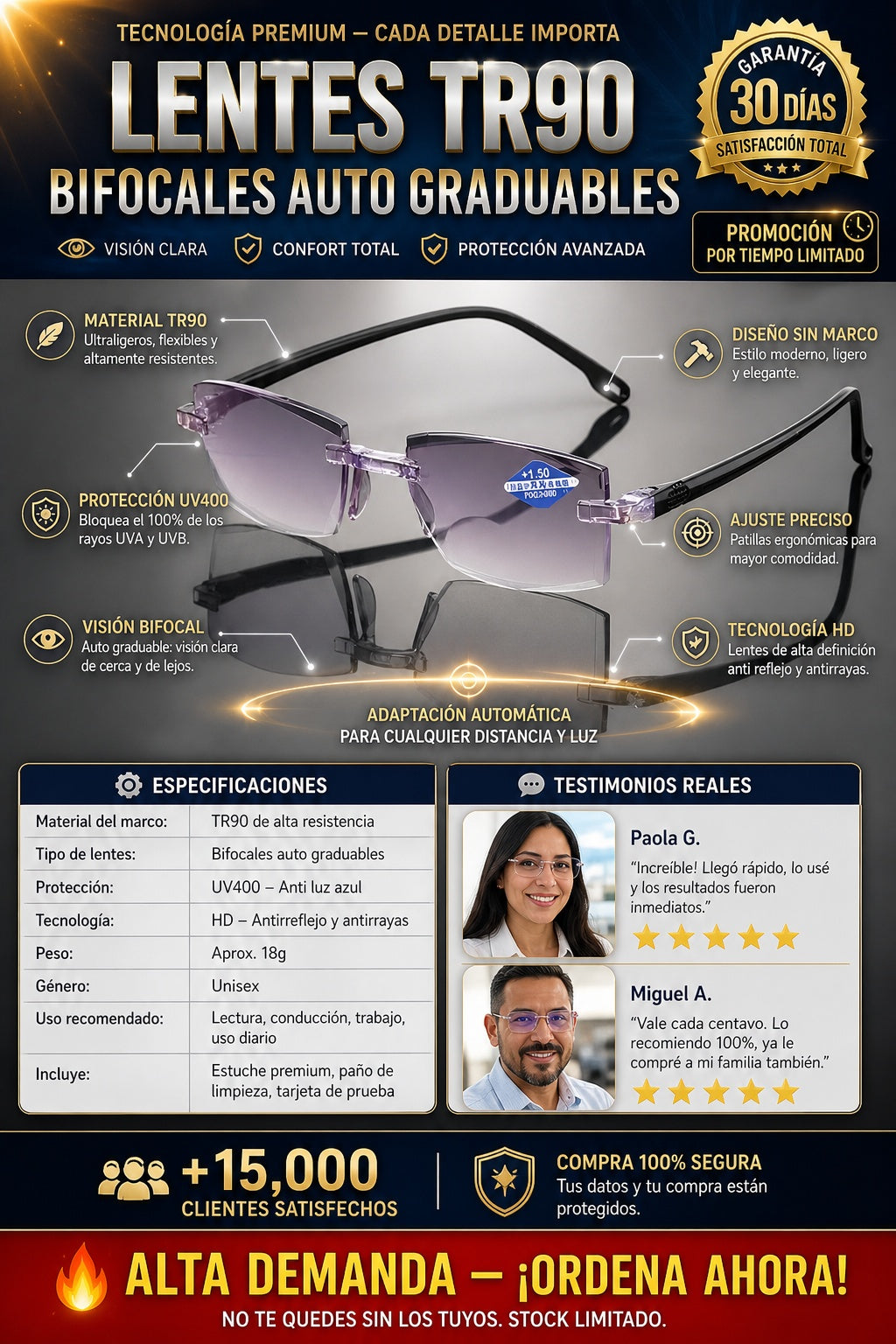 Lentes Tr90 Bifocal Auto Graduables - imagen 7