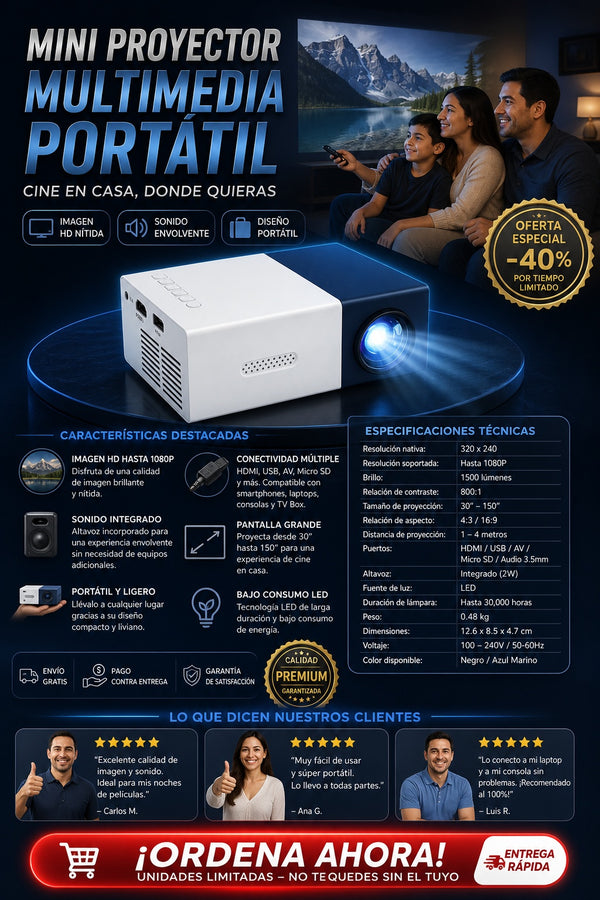 Mini Rproyector Multimedia Portatil - imagen 7