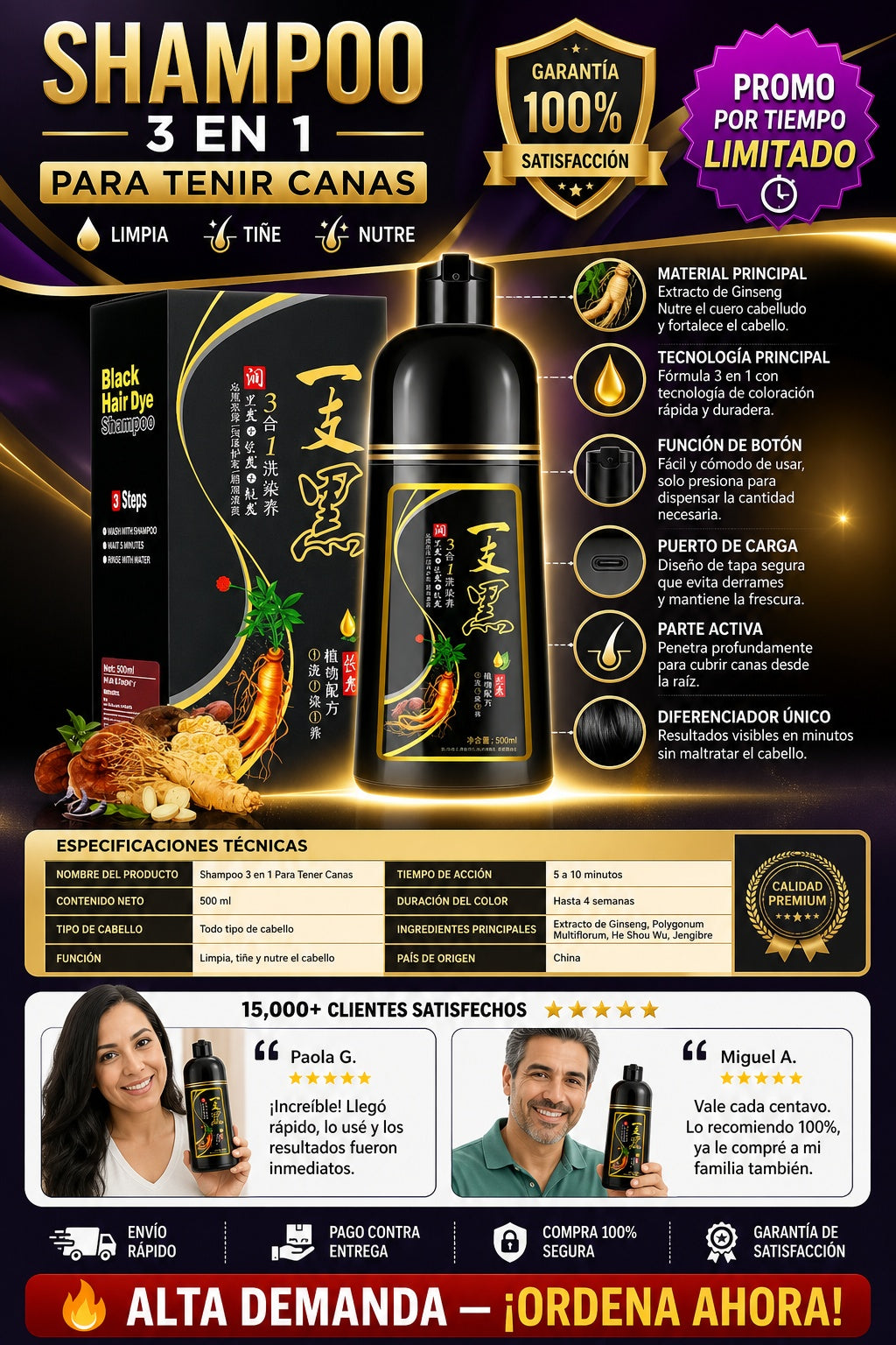 Shampoo 3 En 1 Para Tenir Canas - imagen 7