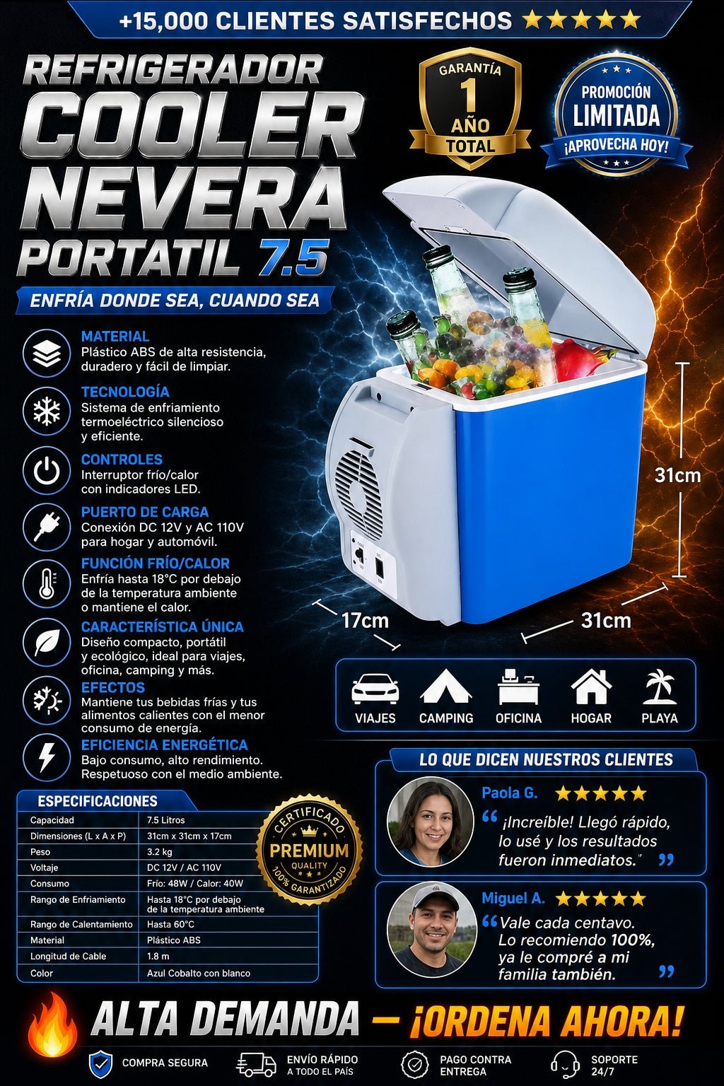 Refrigerador Cooler Nevera Portatil 7.5 - imagen 7