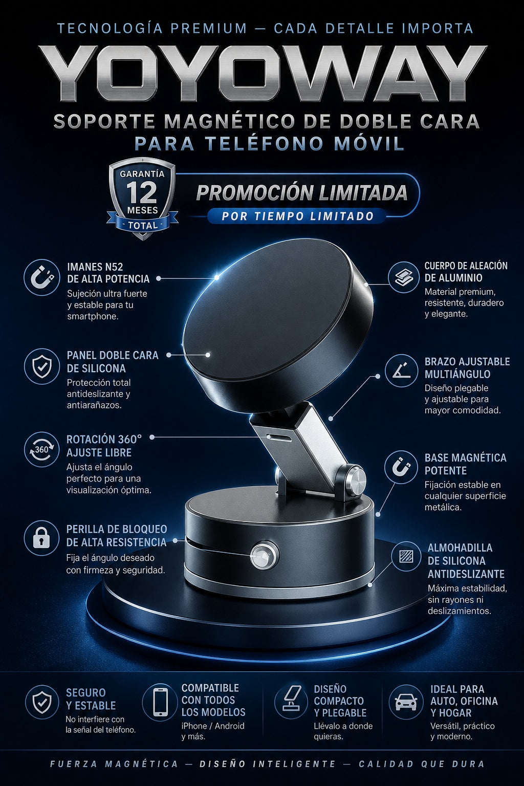 Soporte magnético de doble cara para teléfono móvil YOYOWAY (versión mejorada 20 - imagen 7 - prueba-social