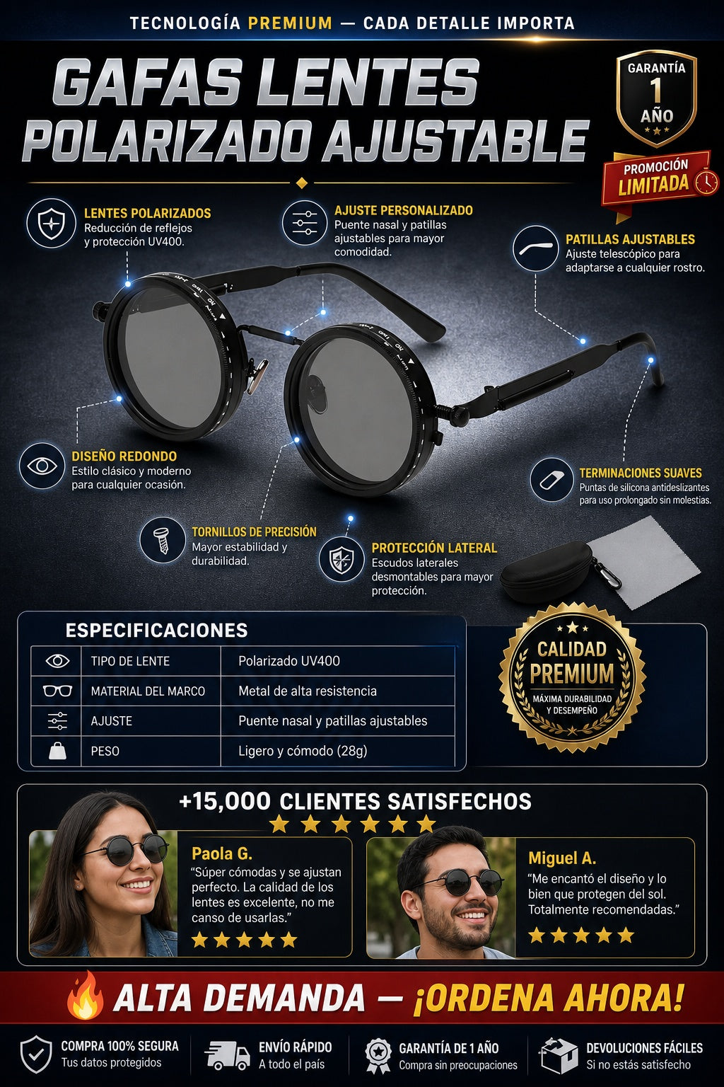 Gafas Lentes Polarizado Ajustable - imagen 7