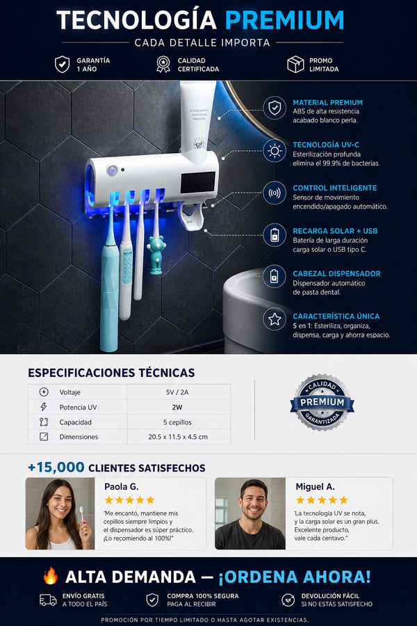 Dispensador Y Esterilizador Cepillos Uv - imagen 7