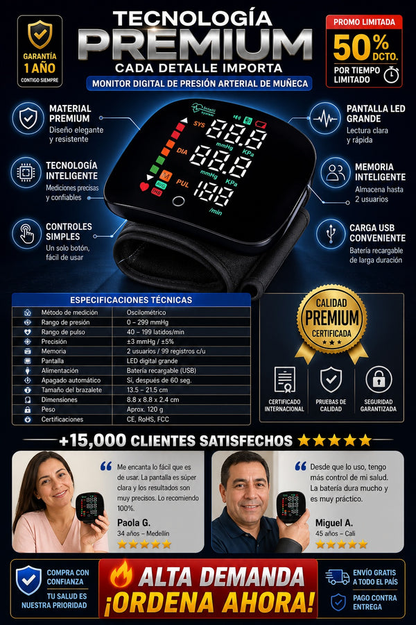 Pulsometro Monitor Digital Arteria de muñeca - imagen 7