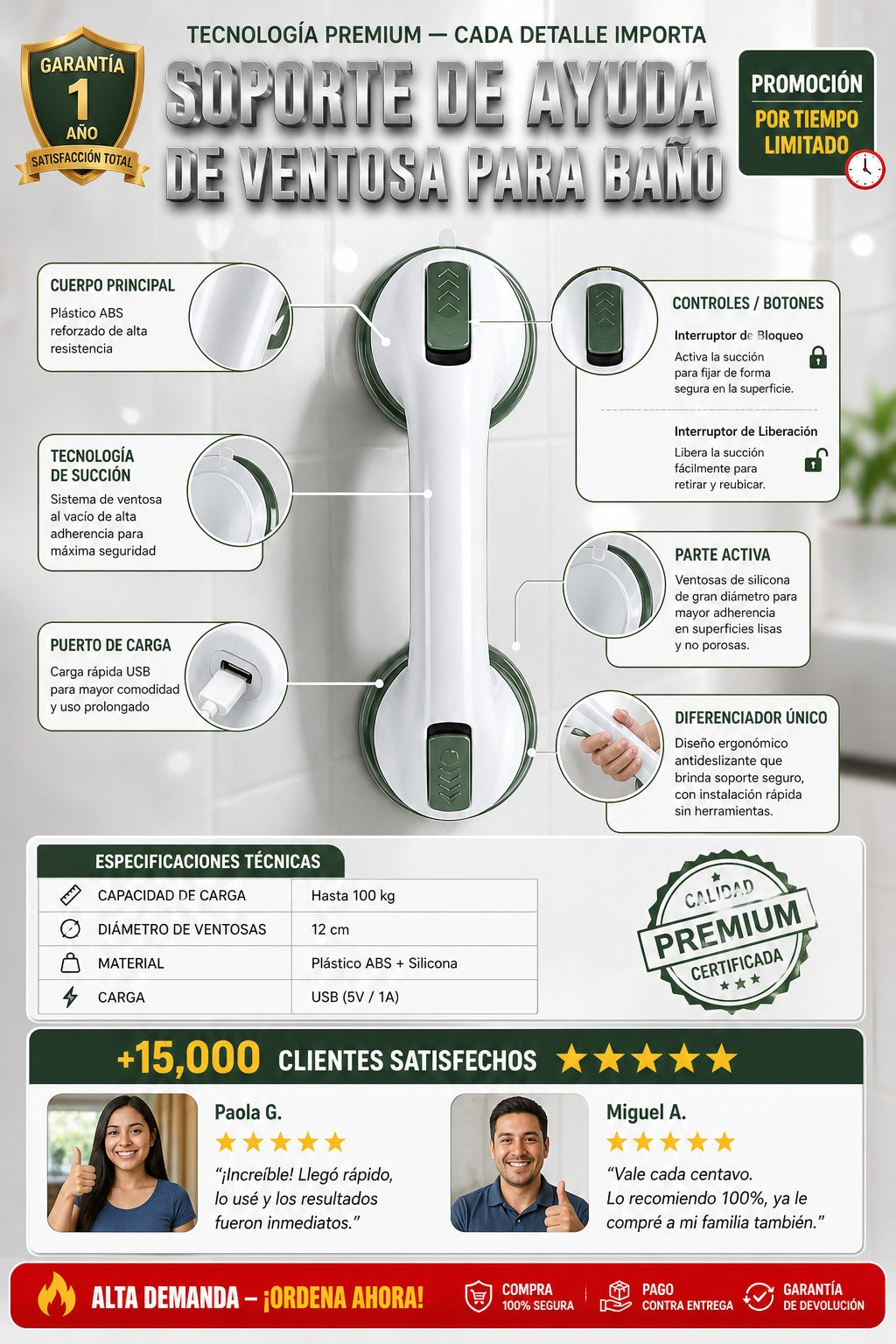 Soporte De Ayuda De Ventosa Para Baño - imagen 7