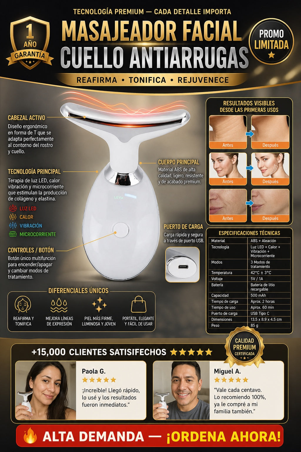 Masajeador Facial Cuello Antiarrugas - imagen 7