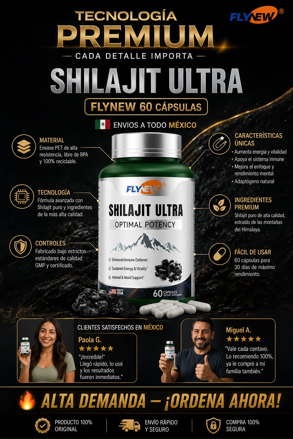 Shilajit Ultra Flynew 60 Capsulas - imagen 7