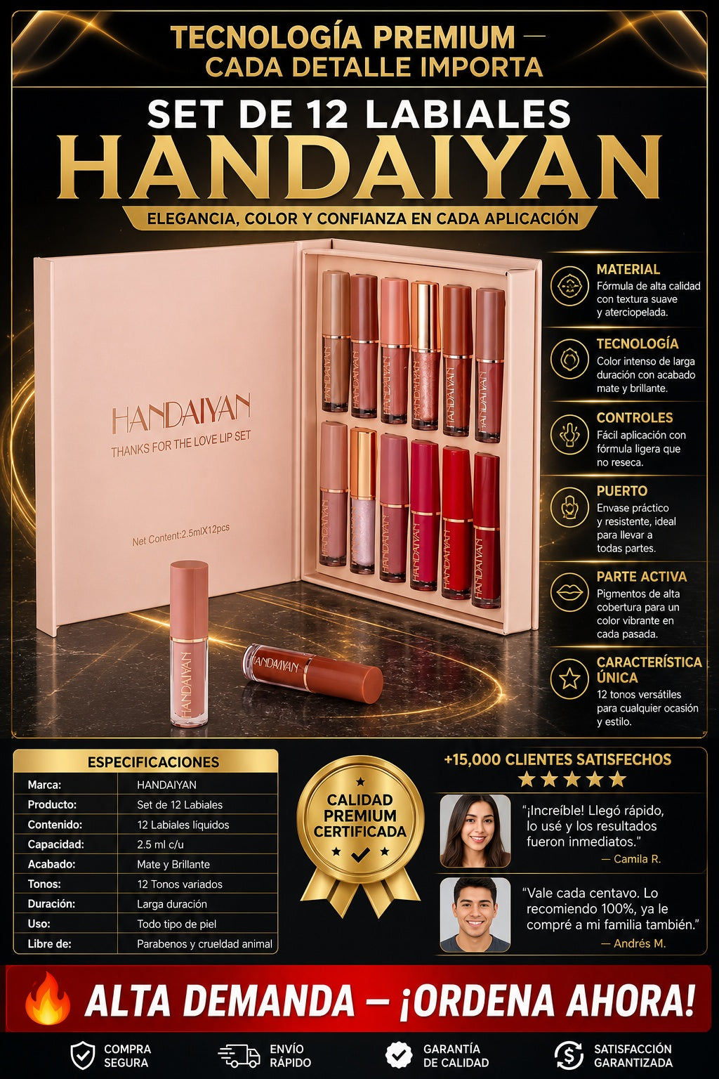 Set De 12 Labiales HANDAIYAN - imagen 7