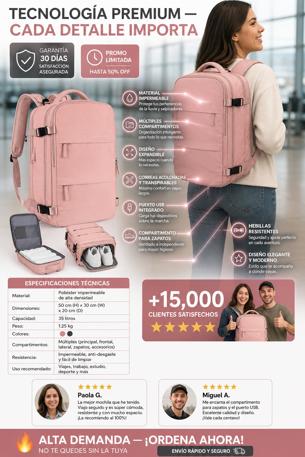 Mochila De Viaje Impermeable - imagen 7