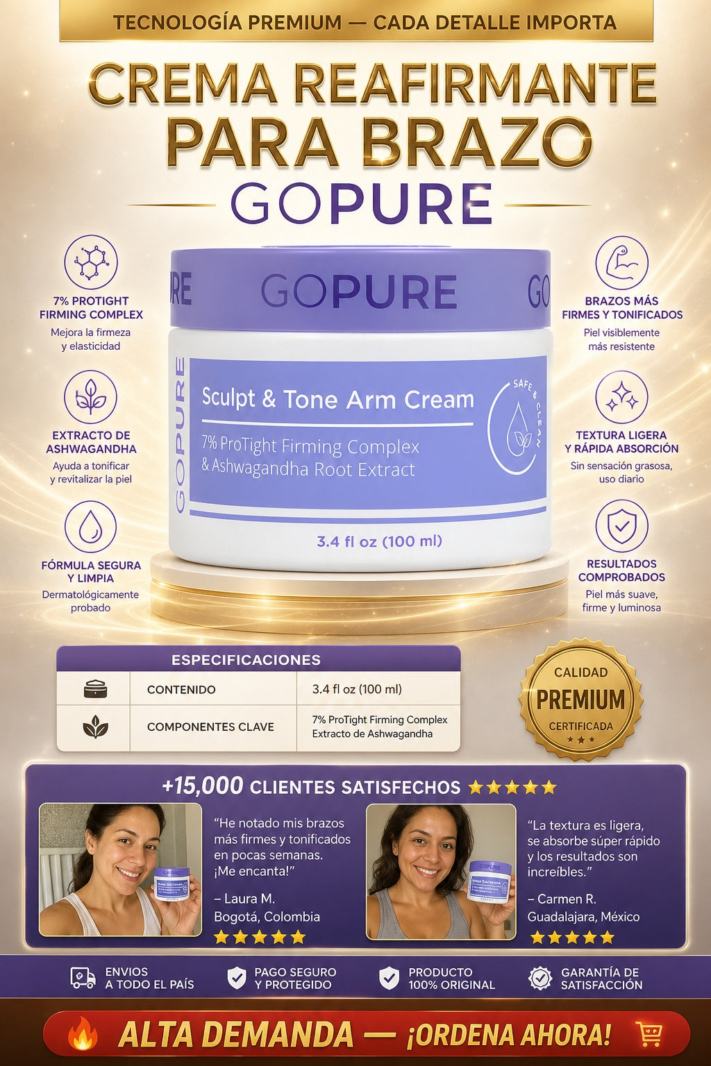 Crema Reafirmante Para Brazo Gopure - imagen 7