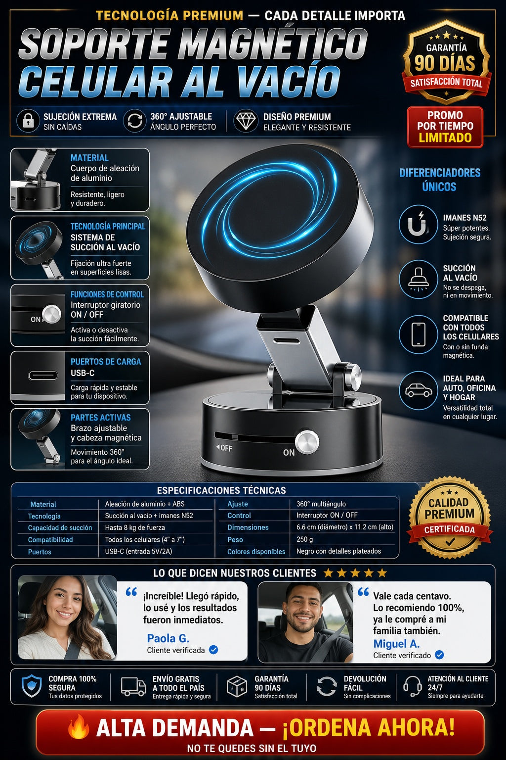 Soporte Magnetico Celular Al Vacio IDEAL PARA OFICINA, AUTO, ESCRITORIO, VIAJE DE NEGOCIOS ETC - imagen 7