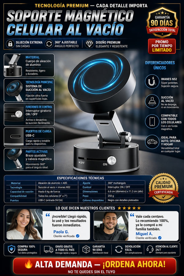 Soporte Magnetico Celular Al Vacio IDEAL PARA OFICINA, AUTO, ESCRITORIO, VIAJE DE NEGOCIOS ETC - imagen 7