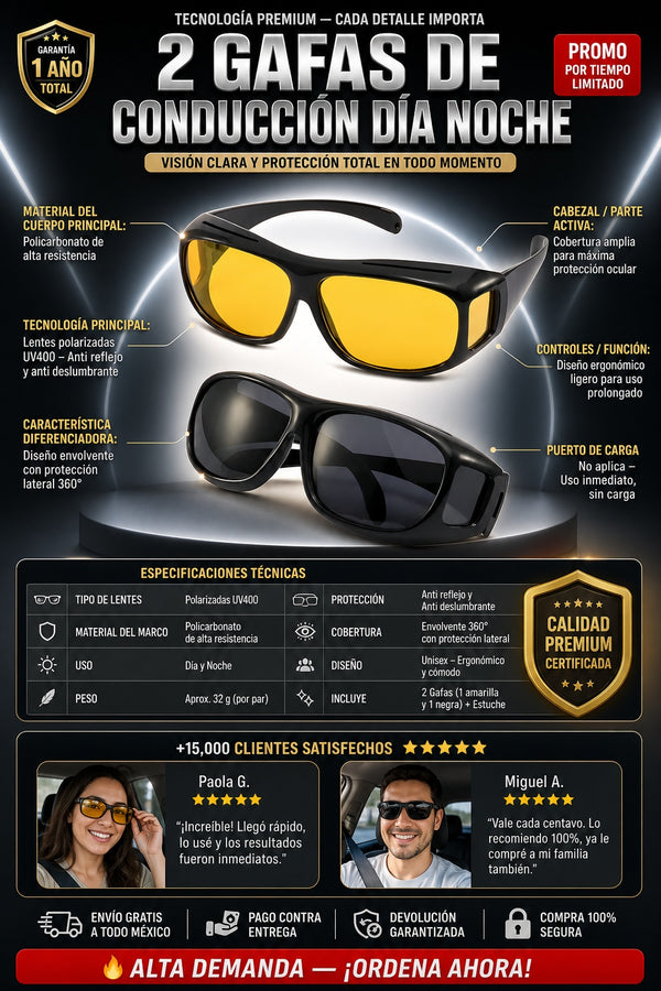 2 Gafas De Conduccion Dia Noche Lentes - imagen 7