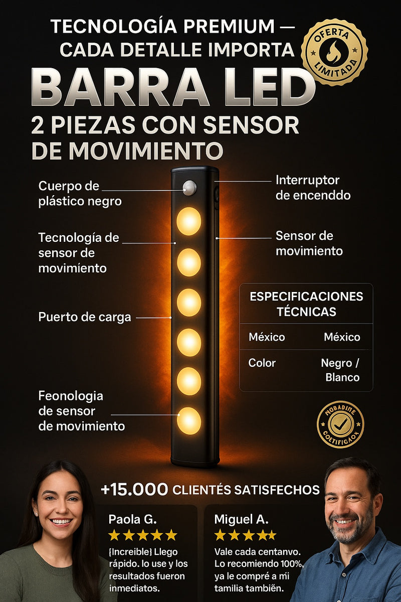 Barra Led 2 Piezas con sensor de movimiento - imagen 7