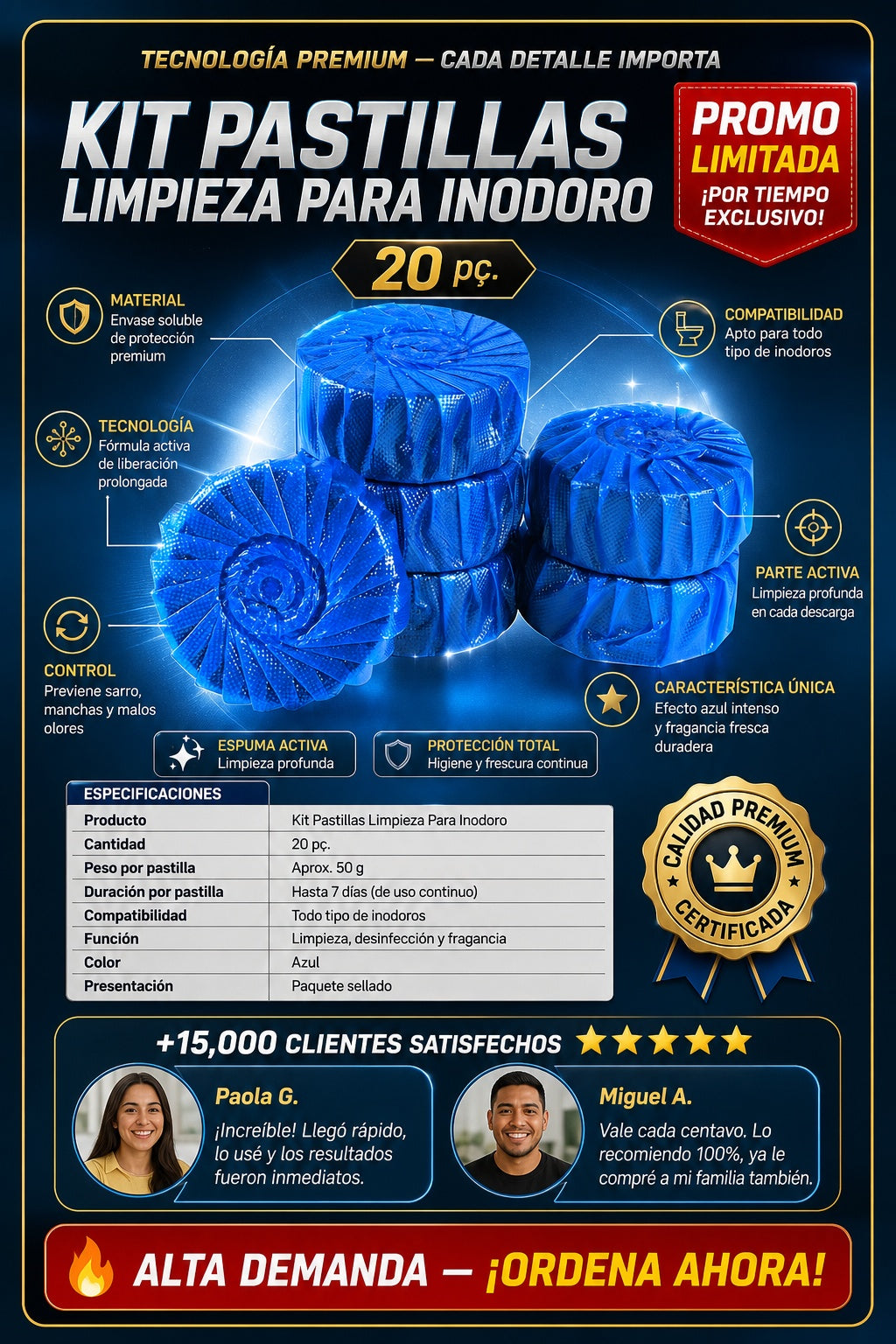 Kit Pastillas Limpieza Para Inodoro 20 pç - imagen 7
