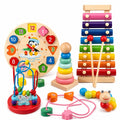 Set de juguetes educativos Montessori de madera con xilófono y torre apilable - imagen 7 - prueba-social