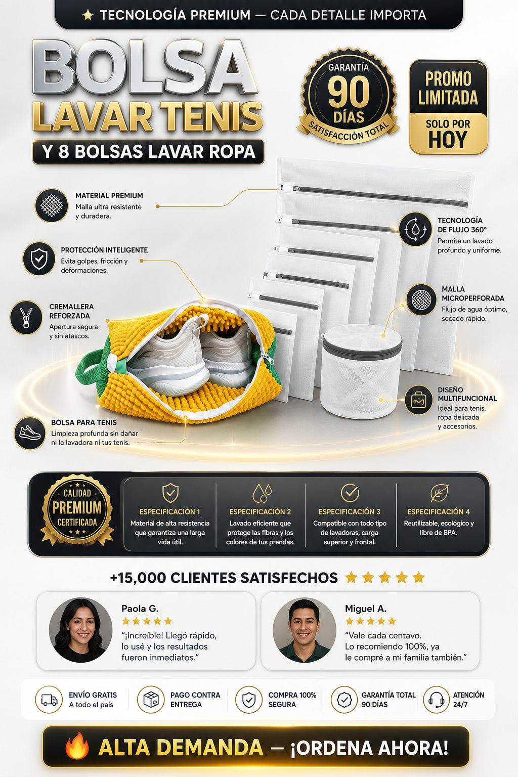 Bolsa Lavar Tenis Y 8 Bolsas Lavar Ropa - imagen 7