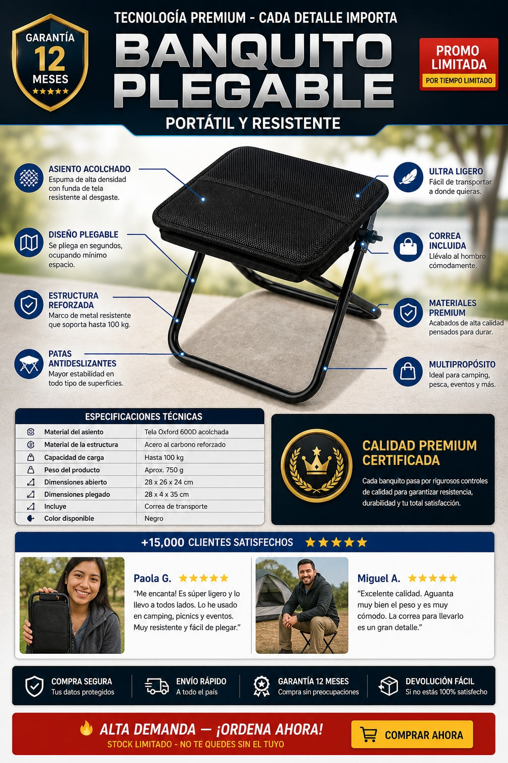 Banquito De Bolsillo Plegable Y Portatil - imagen 7