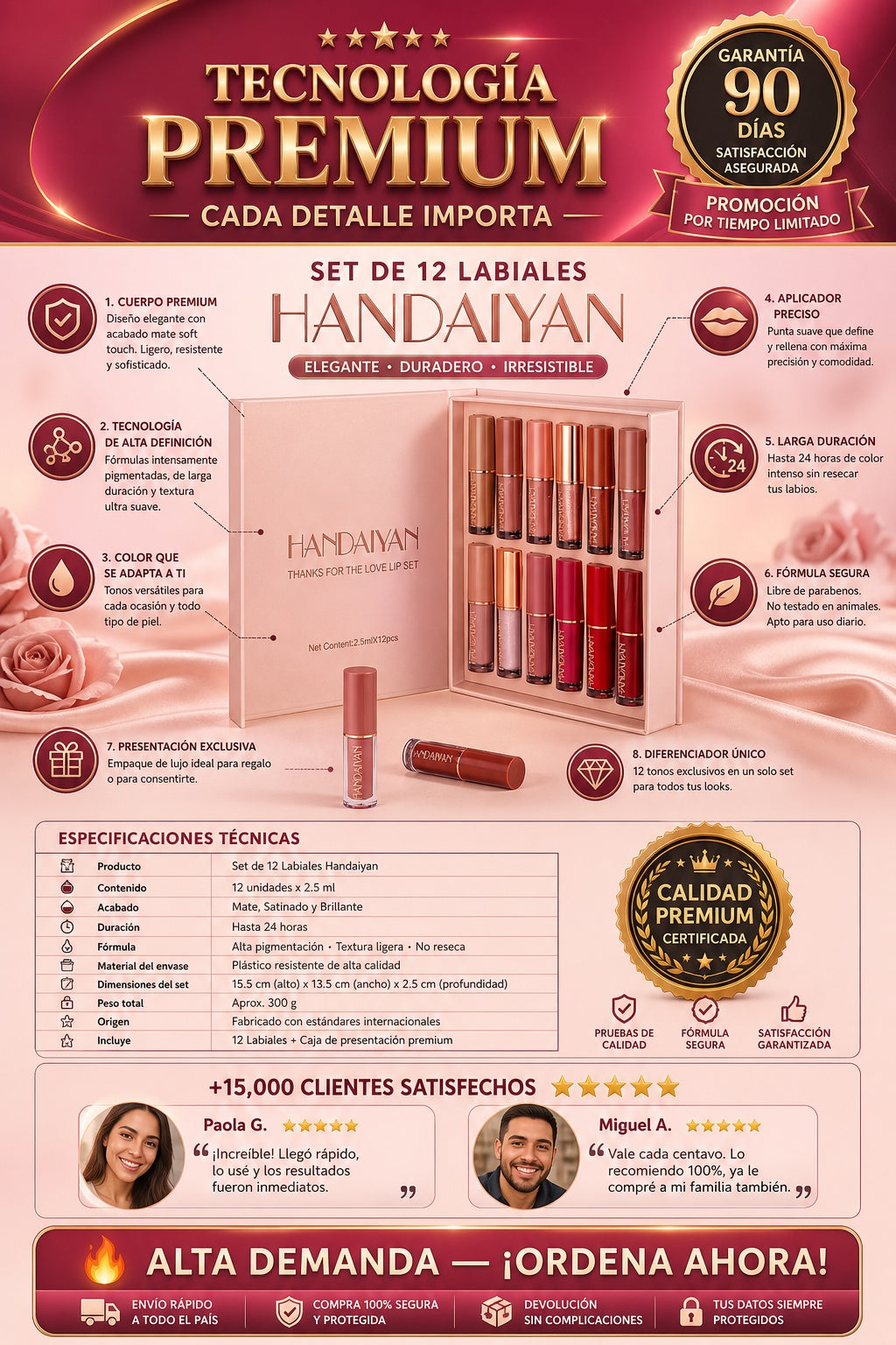 Set De 12 Labiales Handaiyan - imagen 7