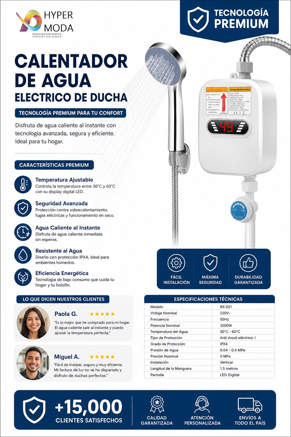 Calentador De Agua Electrico De Ducha - imagen 7