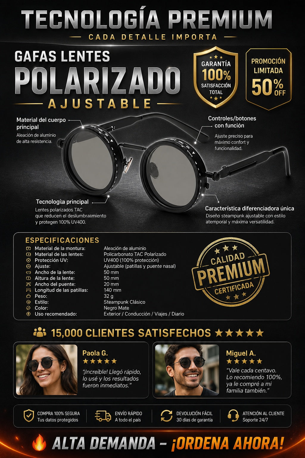 Gafas Lentes Polarizado Ajustable - imagen 7