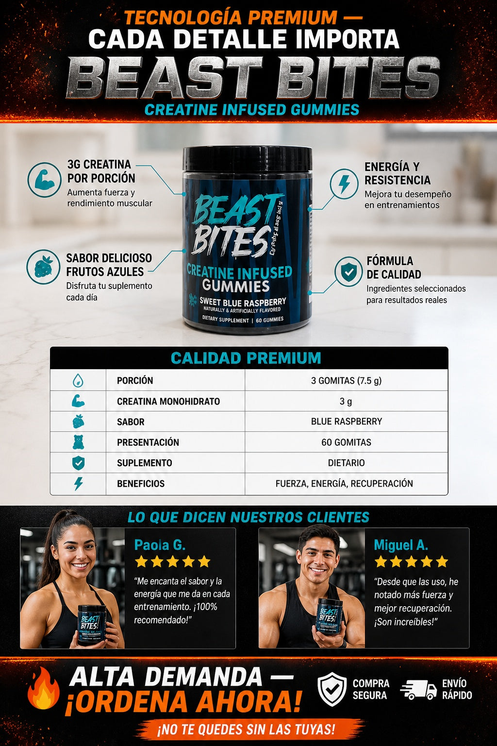 Suplemento Creatina Gomitas Beast Bites - imagen 7