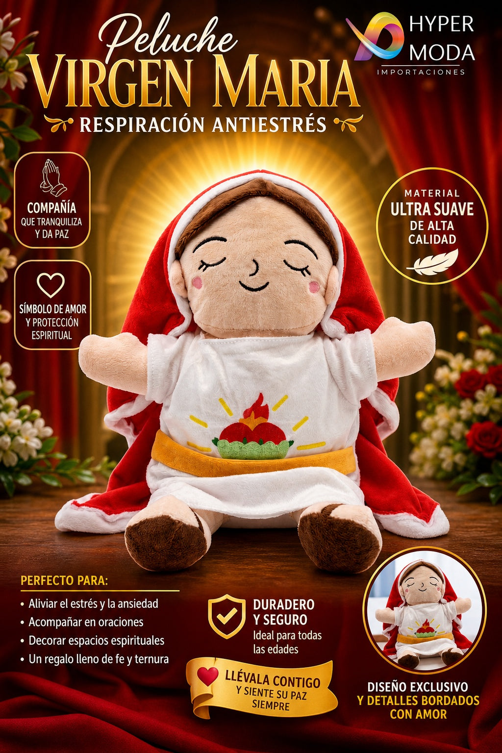 Peluche Virgen Maria Respiracion Antiest - imagen 7