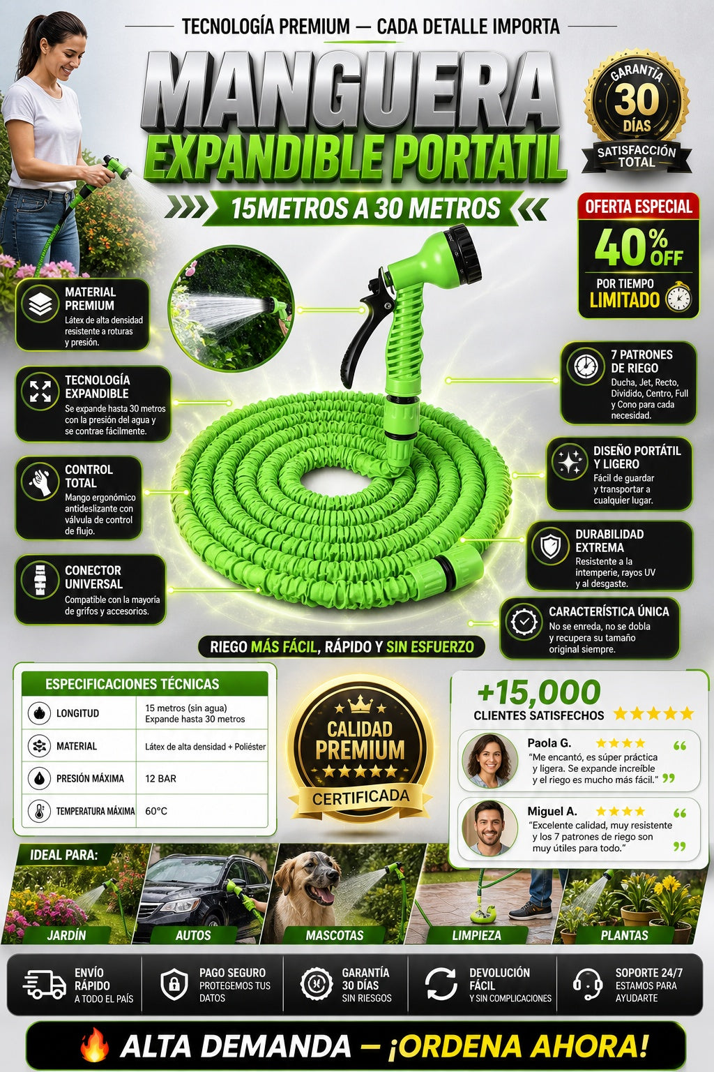 Manguera Expandible Portatil 15metros a 30 metros - imagen 7