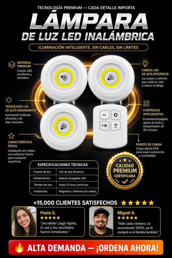 Lampara De Luz Led Inhalambrica - imagen 7