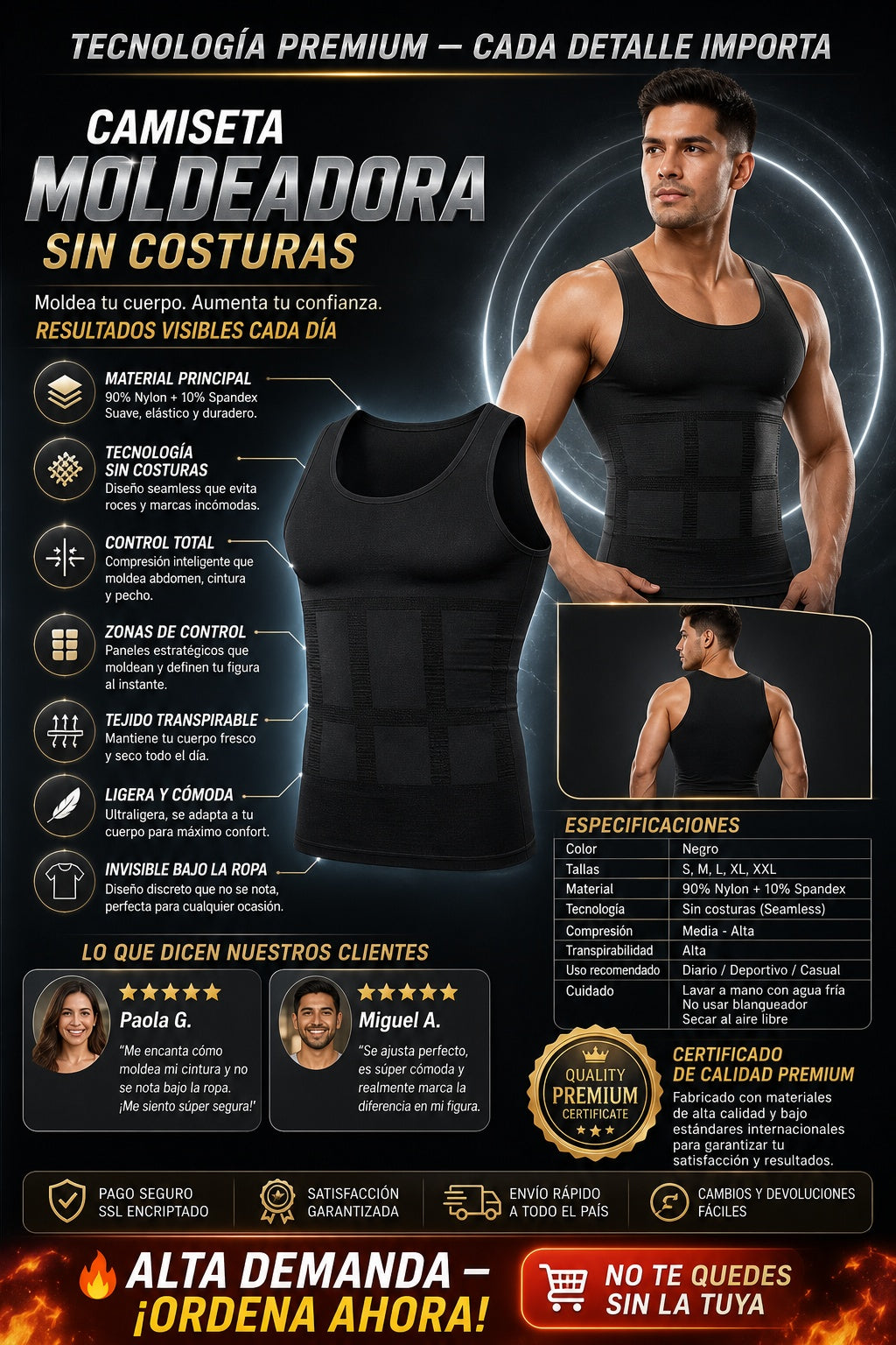 Chaleco moldeador de compresión para hombre - imagen 7 - prueba-social