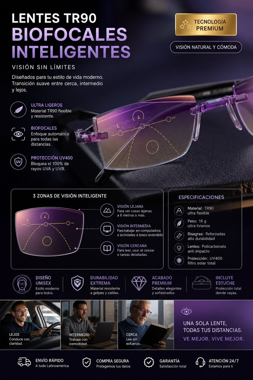 Lentes Tr90 Biofocales Inteligentes - imagen 7