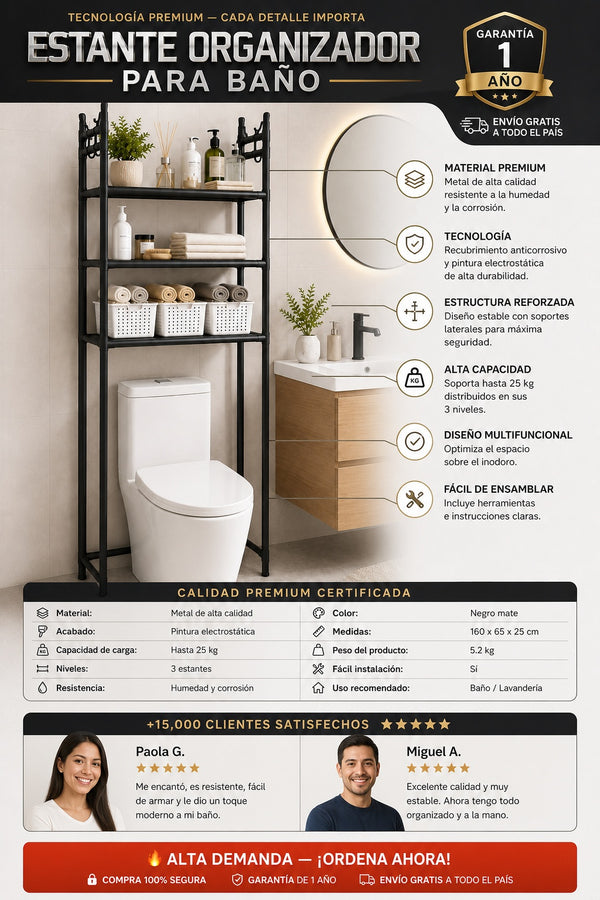 Estante Organizador Para Baño - imagen 7