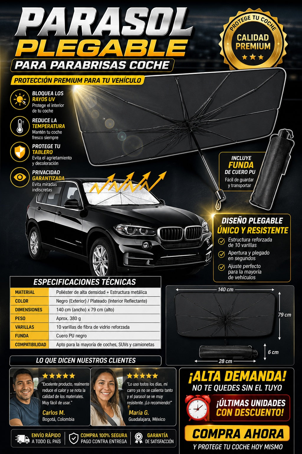 Parasol Plegable Para Parabrisas Coche - imagen 7