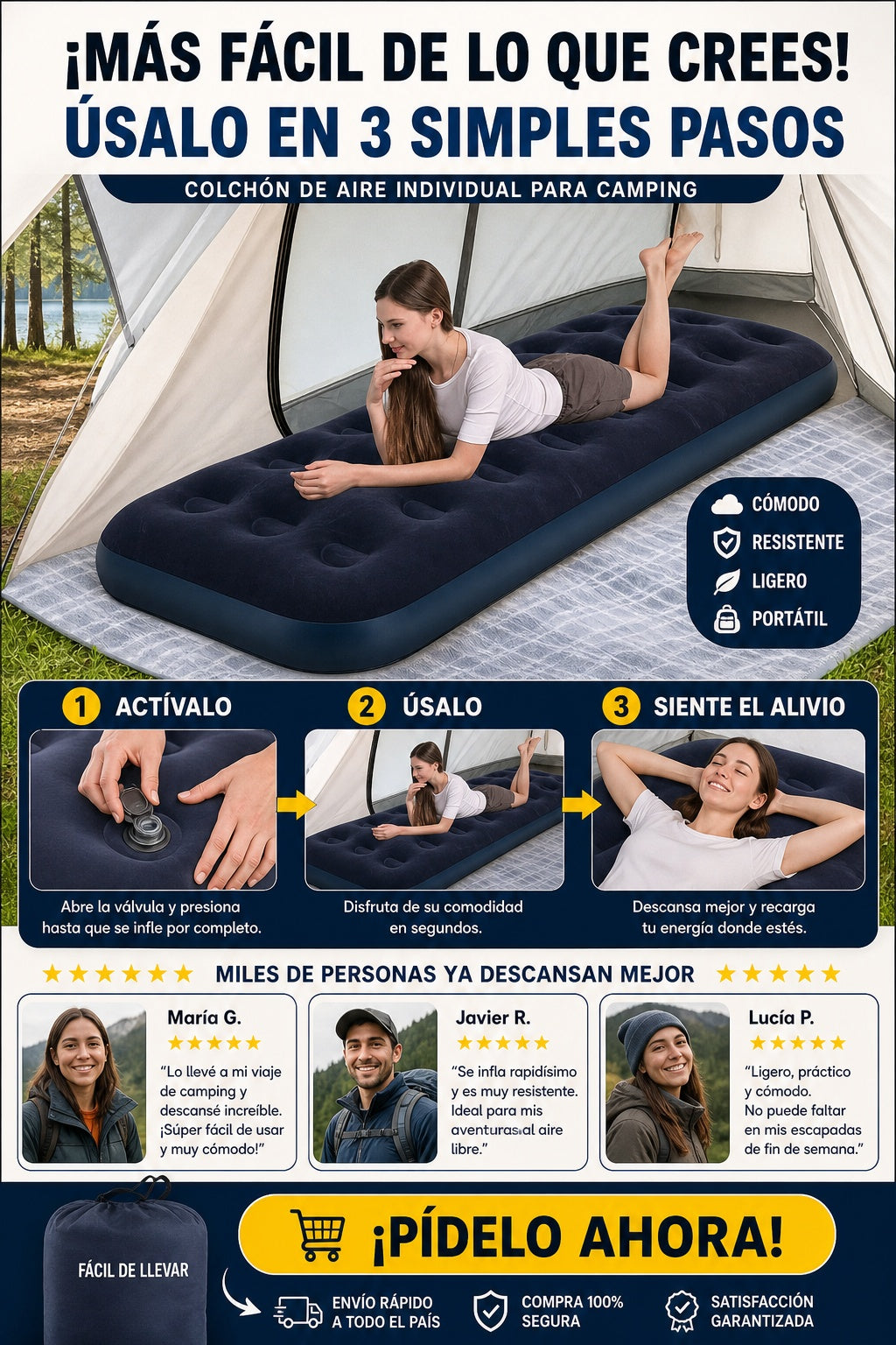 Colchon Inflable Individual Aire Camping - imagen 8