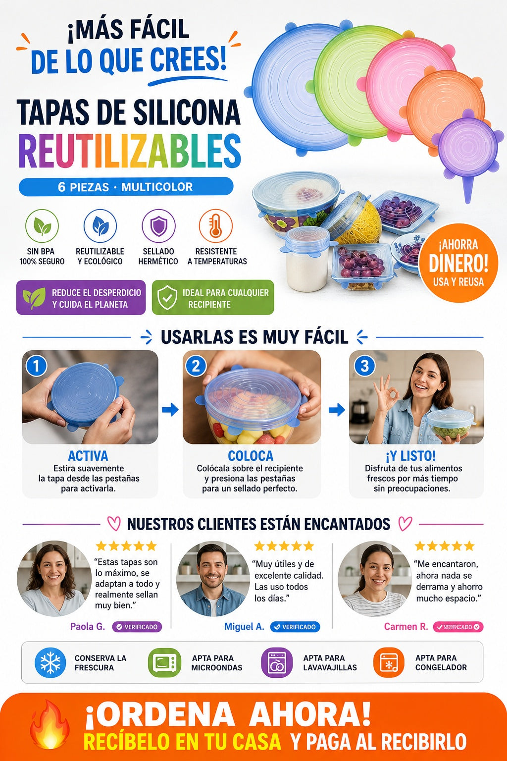 6 Tapas De Silicon Reutilizable oferta de 2x1 total recibes 12 - imagen 8
