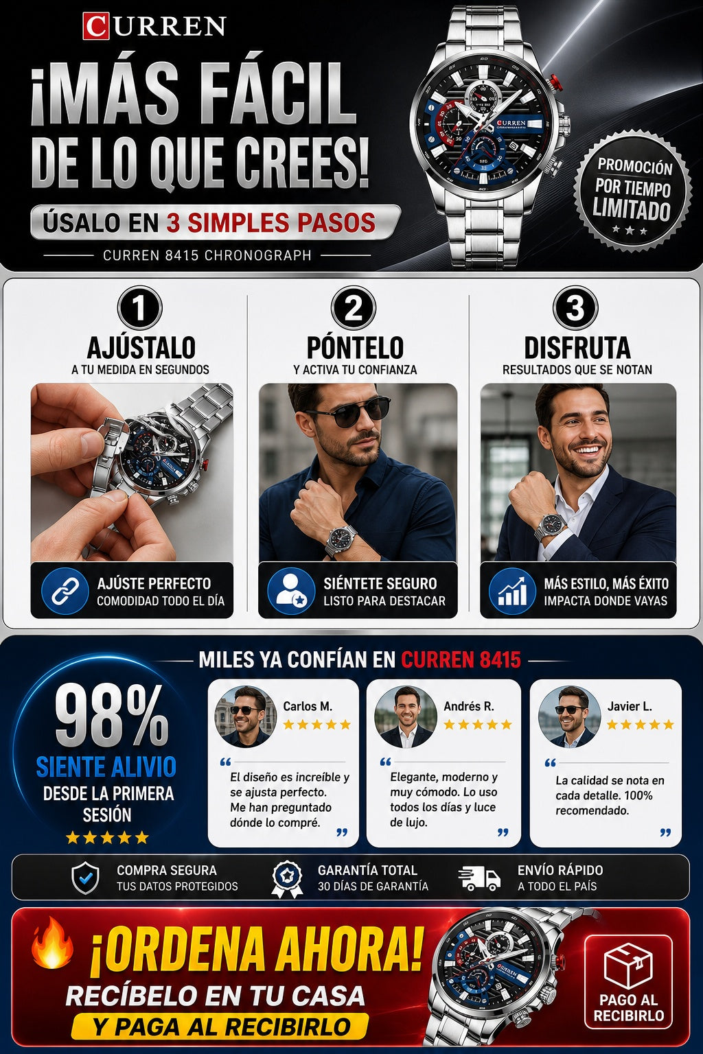 Reloj Curren 8415 Platea Crono Acero In - imagen 8