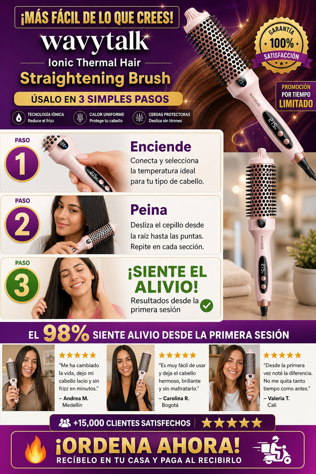 Cepillo alisador térmico iónico para cabello - imagen 8 - confianza-envio