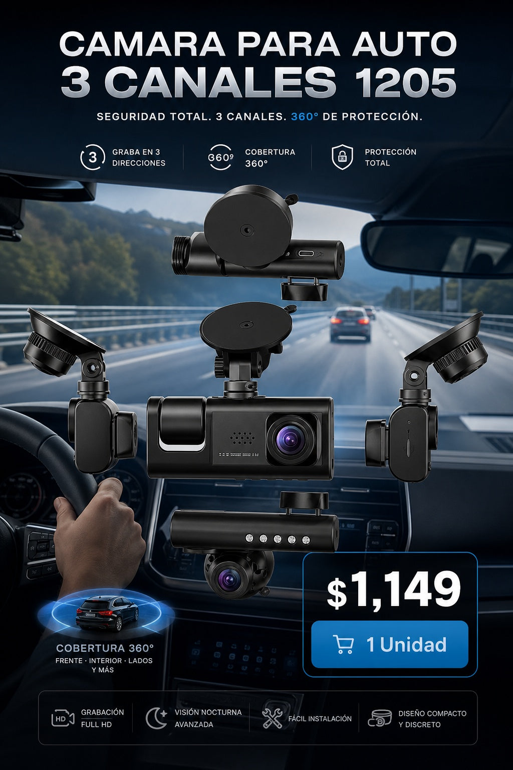 Camara Para Auto 3 Canales 1205 - imagen 8 - confianza-envio