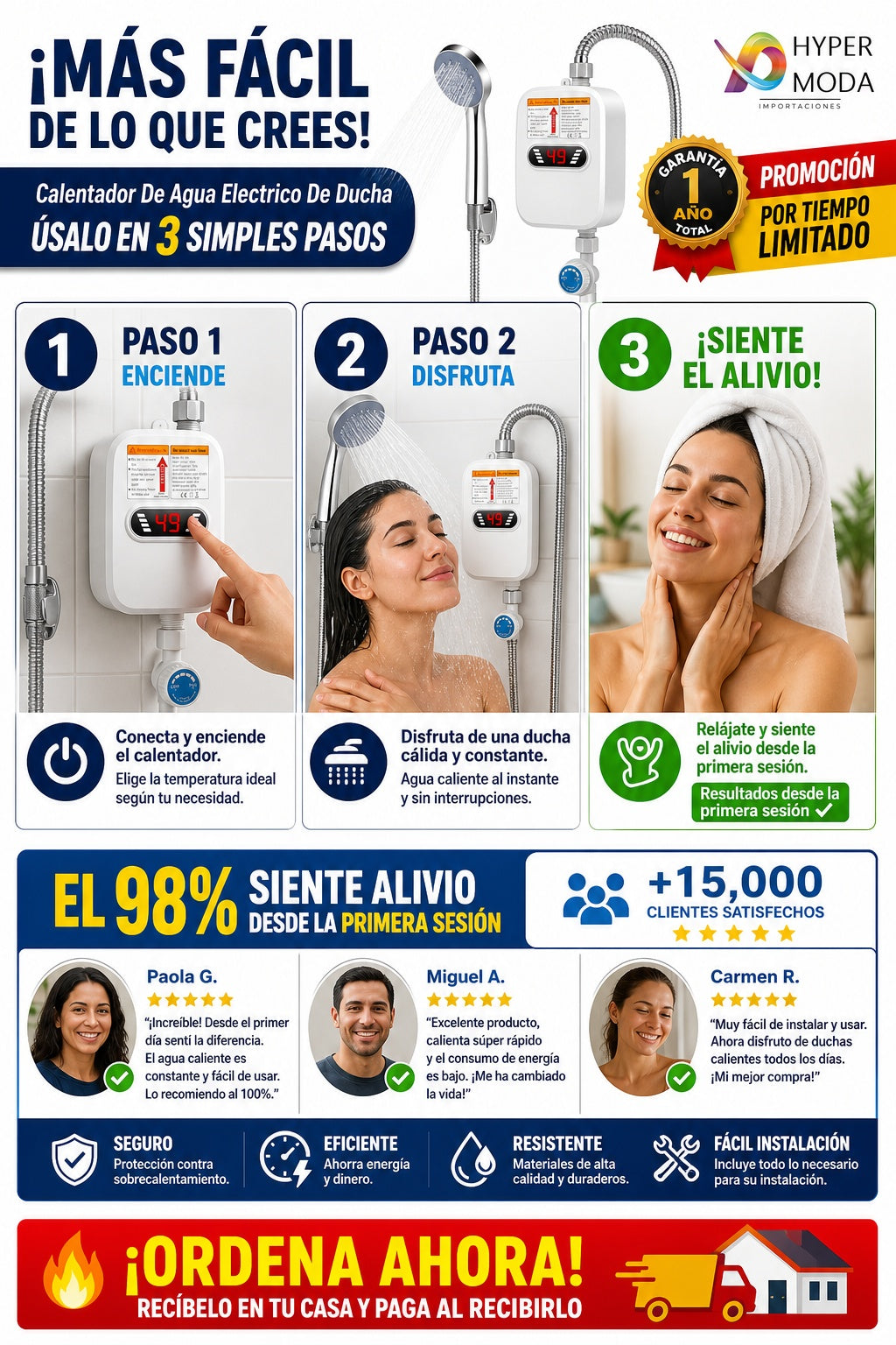Calentador De Agua Electrico De Ducha - imagen 8