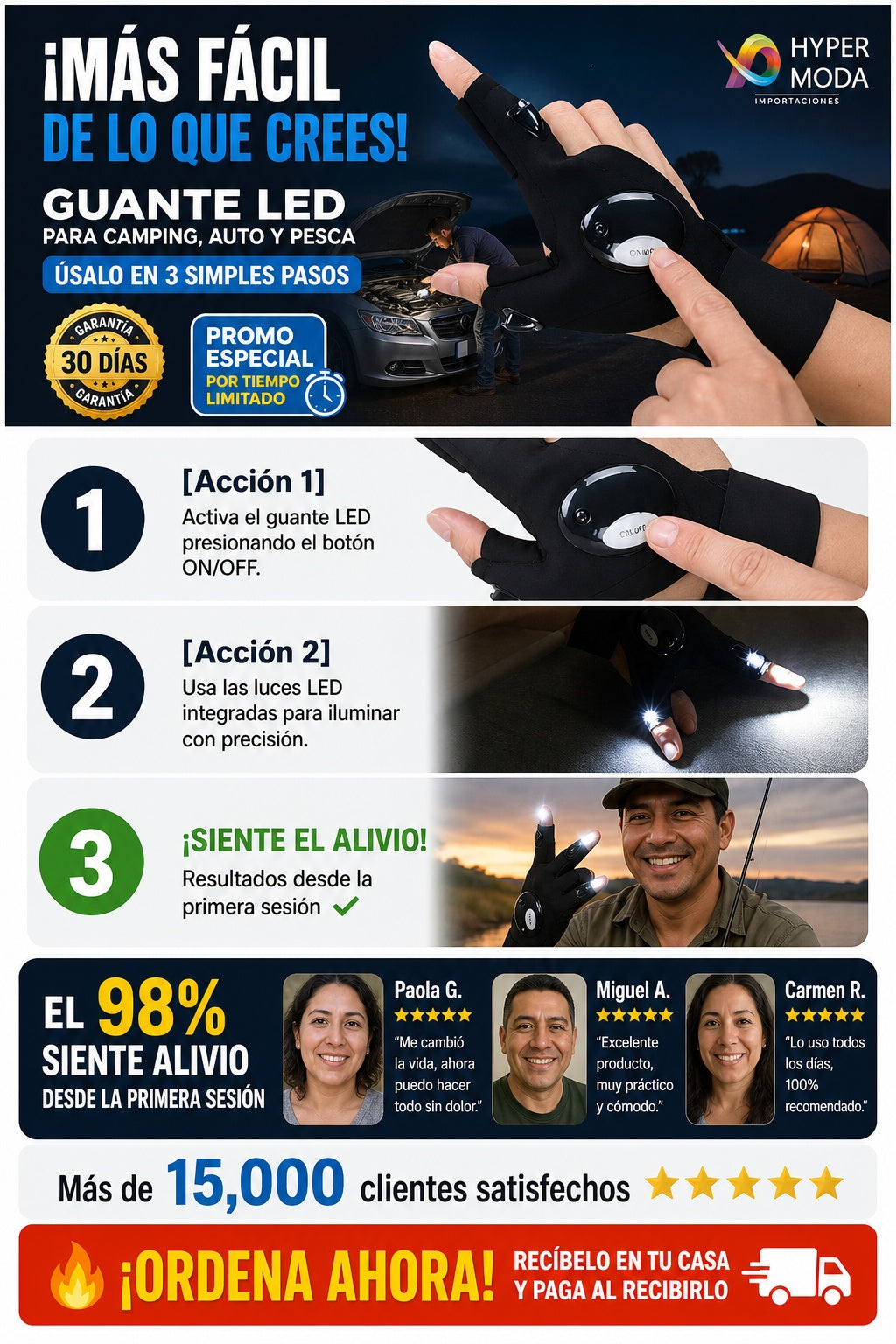 Guante Luz Led para Camping Carro o Pesca - imagen 8